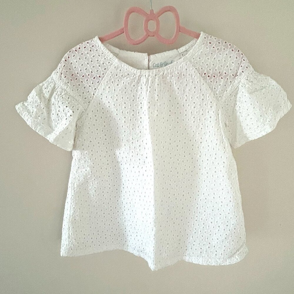 Girls White Eyelet Shirt
